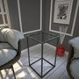 Hanah Home Mesa Auxiliar Antracita con Tapa de Cristal y Patas Metálicas, 35x62x35 cm